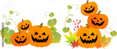 ハロウィンカボチャのカット_2パターン_ベクターイラスト
