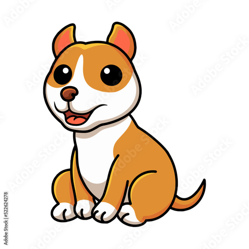 Cute little pitbull cartoon sitting