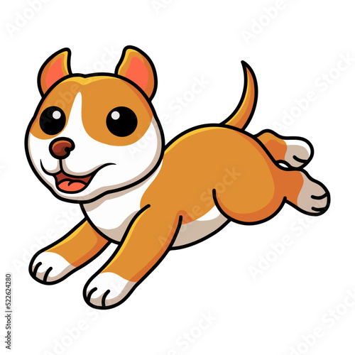 Cute little pitbull cartoon running