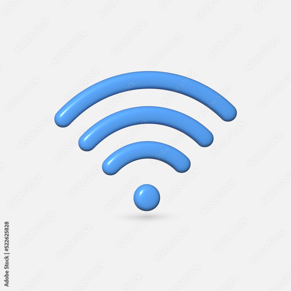 Wireless network Wi-Fi symbol.3D rendering wifi illustration icon. Wireless network Wi-Fi symbol.3D rendering wifi illustration icon.