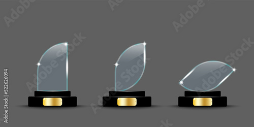 Realistic set glass awards. Vector illustration. Stock image.