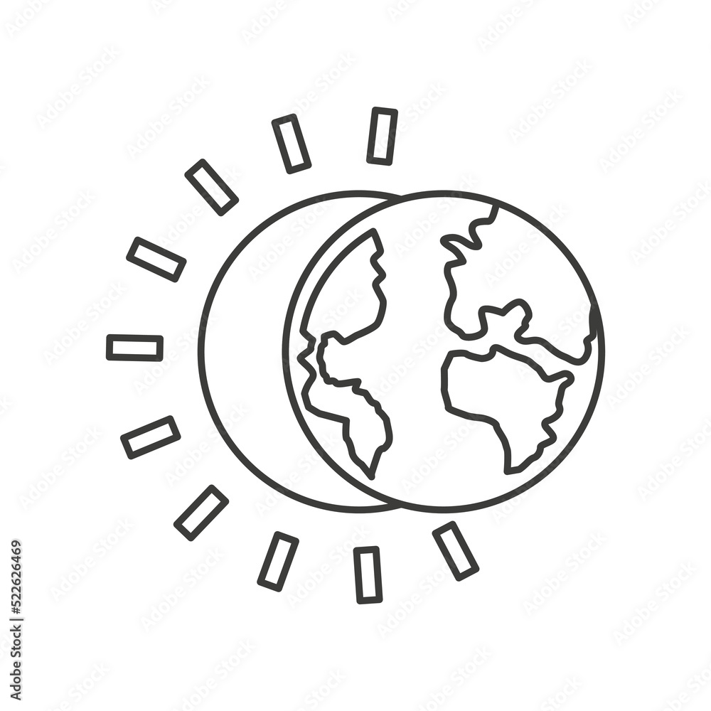 Eclipse, sun concept line icon. Simple element illustration. Eclipse, sun concept outline symbol design from space set. Can be used for web and mobile on white background