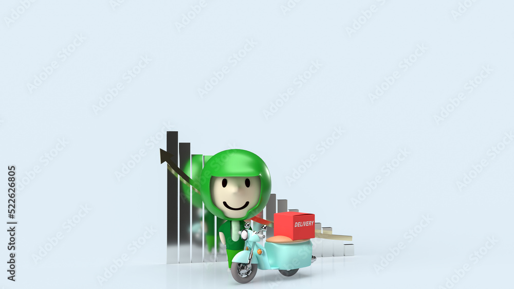 Obraz premium The driver and bike for delivery or transport concept 3d rendering