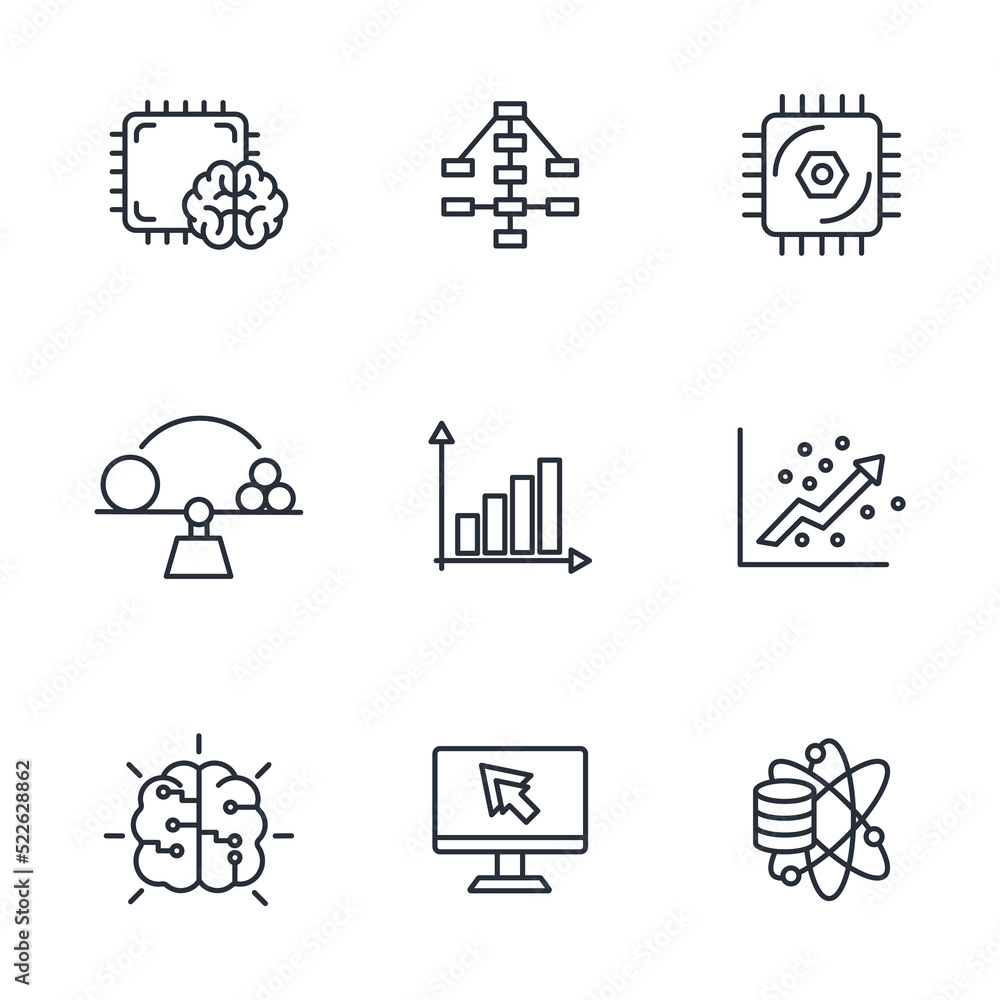 machine learning icons set . machine learning pack symbol vector ...