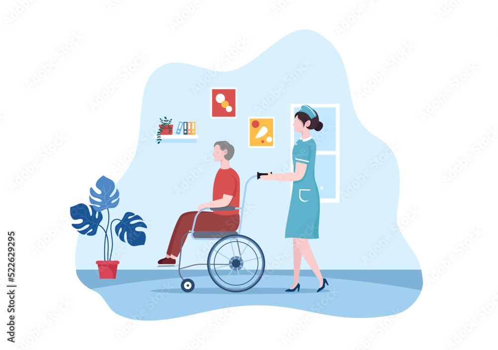 Elderly Care Services Hand Drawn Cartoon Flat Illustration with Caregiver, Nursing Home, Assisted Living and Support Design Elderly Care Services Hand Drawn Cartoon Flat Illustration with Caregiver, Nursing Home, Assisted Living and Support Design