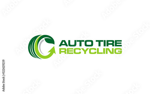 Illustration vector graphic of tire eco recycle, green recycling logo design template