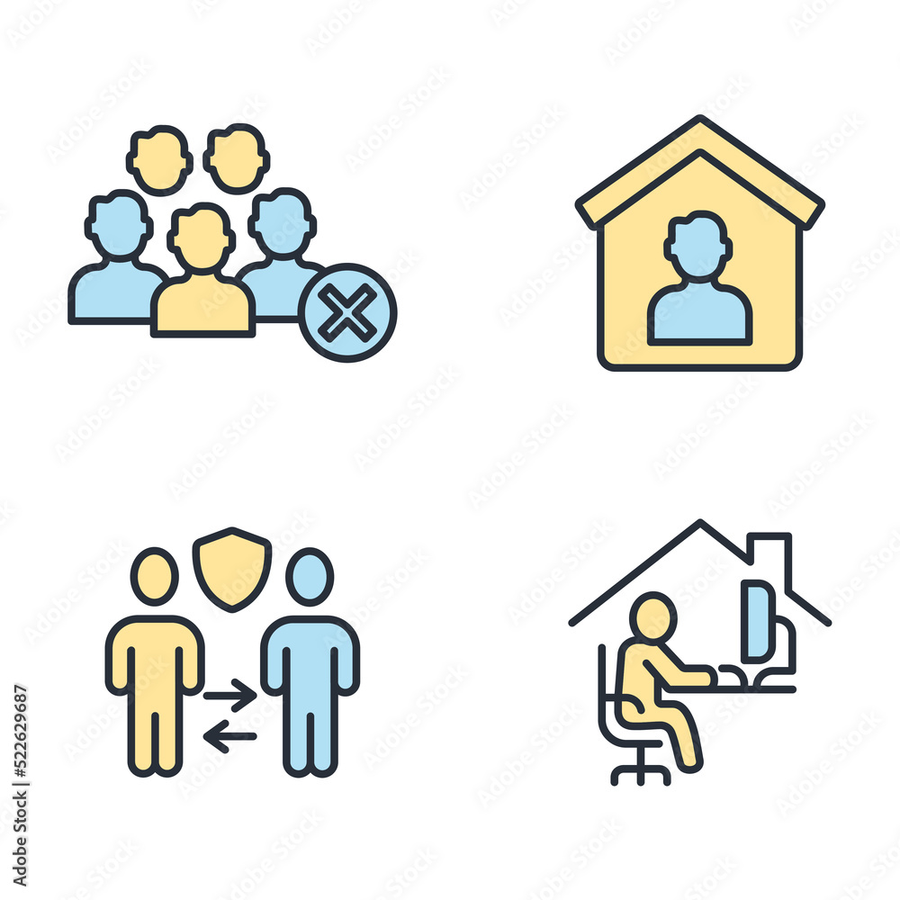 Social Distancing and physical distancing icons set . Social Distancing and physical distancing pack symbol vector elements for infographic web Social Distancing and physical distancing icons set . Social Distancing and physical distancing pack symbol vector elements for infographic web