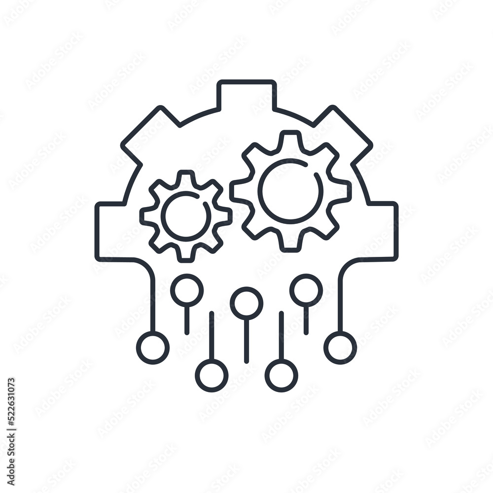 Obraz premium Sophisticated electronic complex. Vector linear icon isolated on white background.