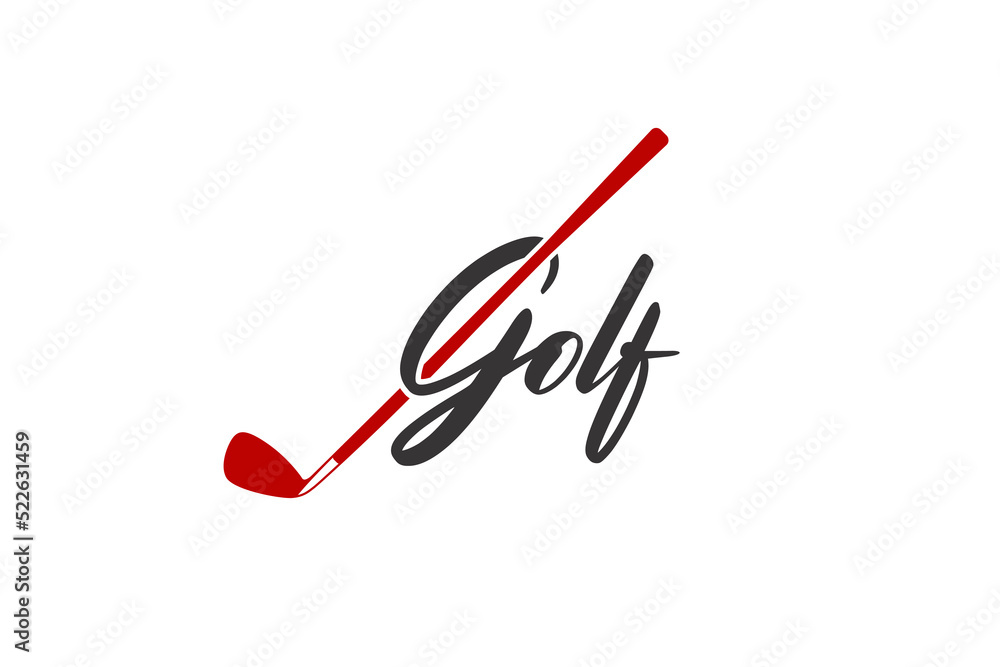 Golf stick clubs logo design typography silhouette icon symbol Golf stick clubs logo design typography silhouette icon symbol