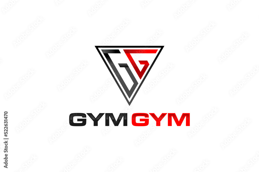 Gym fitness logo icon GG initial Lettering triangle icon symbol modern bodybuilding physical illustration Gym fitness logo icon GG initial Lettering triangle icon symbol modern bodybuilding physical illustration