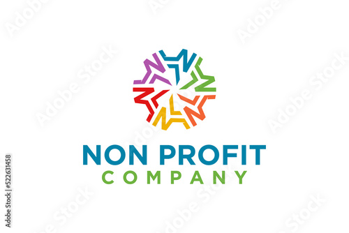 Non profit company logo design rounded abstract shape icon symbol human people illustration