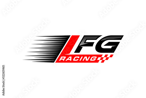 Racing car logo design checkered flag motion speed illustration symbol garage workshop