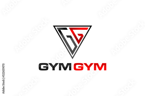 Free Download Gym fitness logo icon GG initial Lettering triangle icon symbol modern bodybuilding physical illustration - GFXLoad