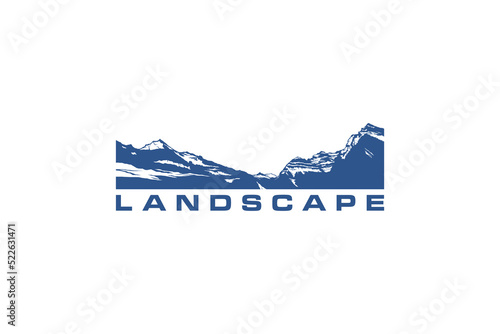 Rocky mountain logo design swiss mountain illustration vector icon symbol hiking adventure climbing
