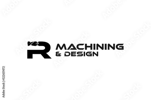 CNC Lathe machine Logo Computer Numerical Control modern 3D cutting technology design manufacturing industry cutting 