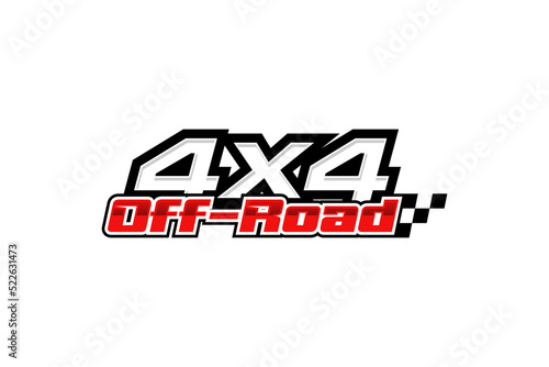 4x4 off road logo design with checkered flag vector icon illustration car workshop rally race vehicle photo