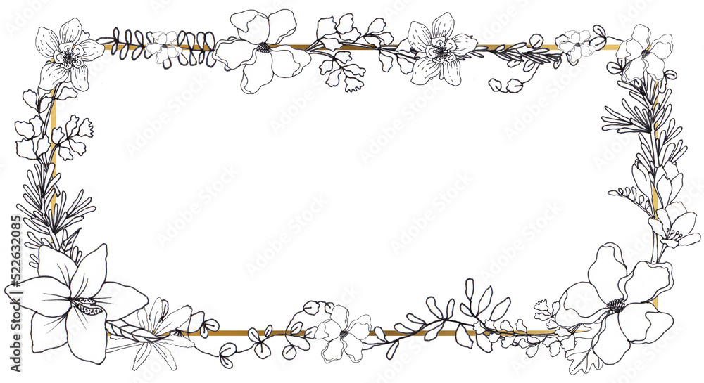 Obraz premium Flower line art wreath