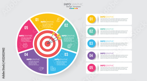 Target with six steps to your goal infographic template for web, business, presentations.