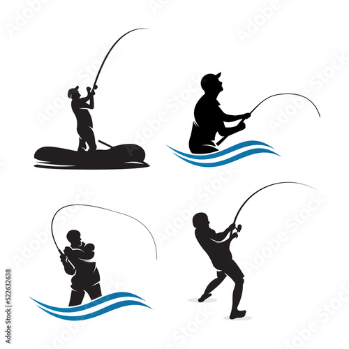 set of fishing logo vector design template