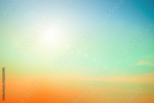 Abstract blurred sunlight beach colorful blurred background with retro effect autumn sunset sky have blue bright, white and color orange calm. © Phokin