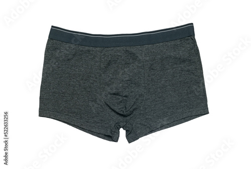 Dark gray men's underpants isolated on a white background. Minimal concept of men's underwear. photo