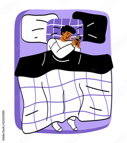 Person lying under blanket concept