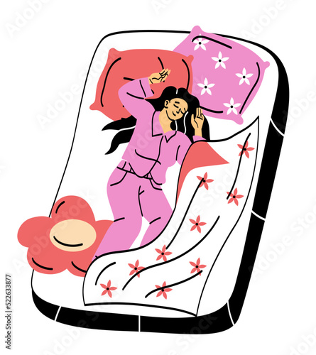 Person lying under blanket concept