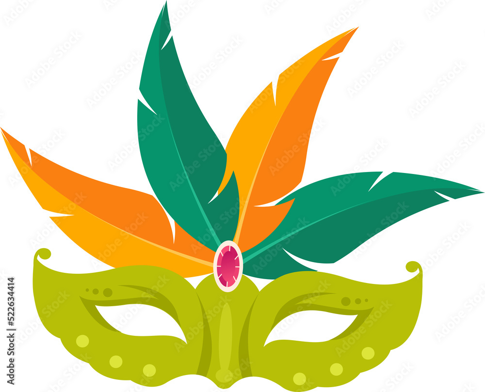 Mardi Gras Mask with Feathers for Decorative Element - obrazy, fototapety, plakaty 