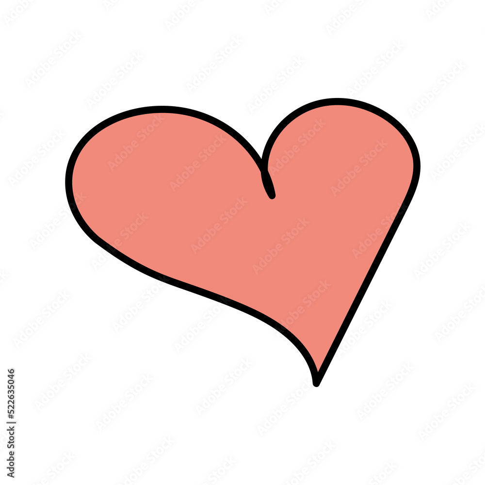 Red heart in style of doodle on white background Red heart in style of doodle on white background