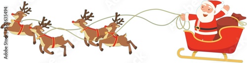 Santa Claus, Sleigh and Reindeer Illustration