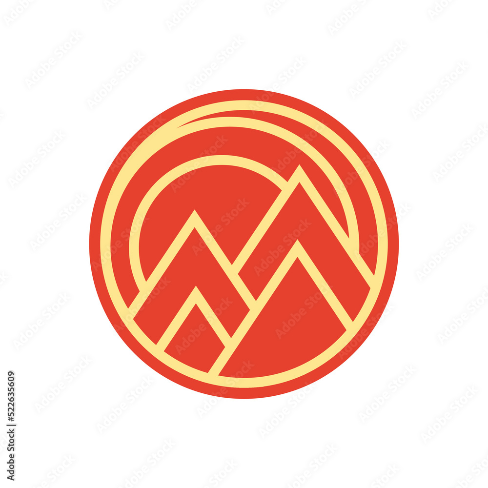 Abstract red Sunset beach mountain logo badge design. Template Vector illustration. Logo Sign Design Icon Abstract red Sunset beach mountain logo badge design. Template Vector illustration. Logo Sign Design Icon