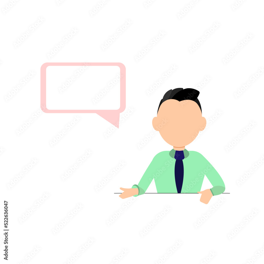 a young man showing blank signboard, with copyspace area for your text or slogan. flat style vector design illustrations.