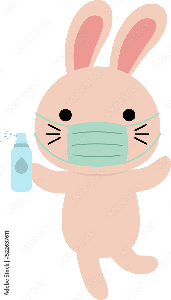 Rabbit wearing face mask illustration Rabbit wearing face mask illustration