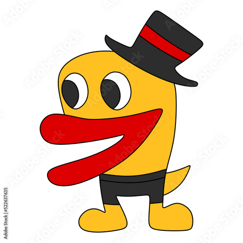 An illustration of a cute yellow animal character with magician hat
