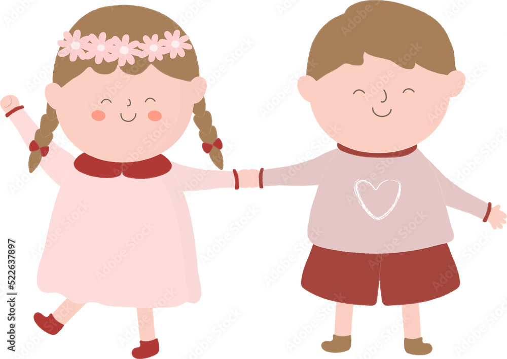 Boy and girl holding hands illustration Boy and girl holding hands illustration