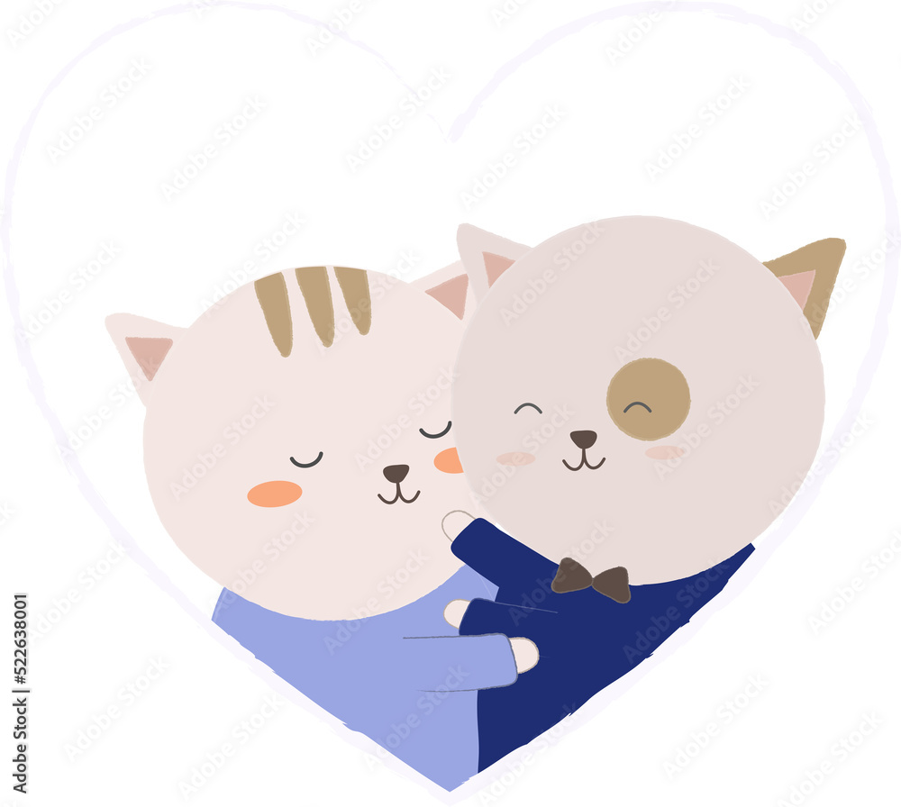 Cat couple illustration
