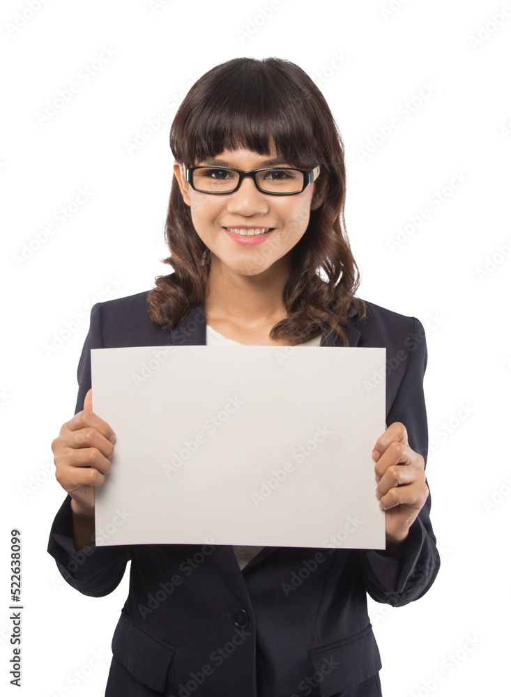 Young asian woman holding a cardboard for text or sign. Young asian woman holding a cardboard for text or sign.