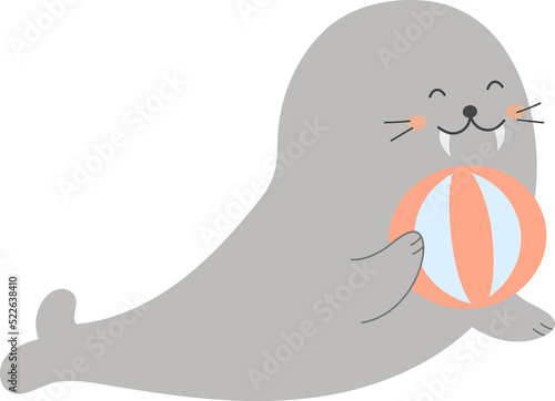 Sea lion playing ball illustration