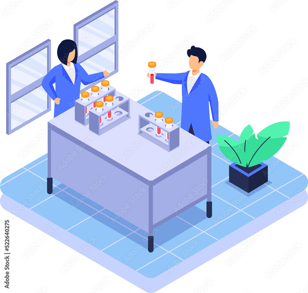Doctors and researchers using innovative technologies isometric Doctors and researchers using innovative technologies isometric