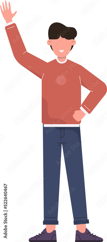 Cartoon man waving hand Cartoon man waving hand