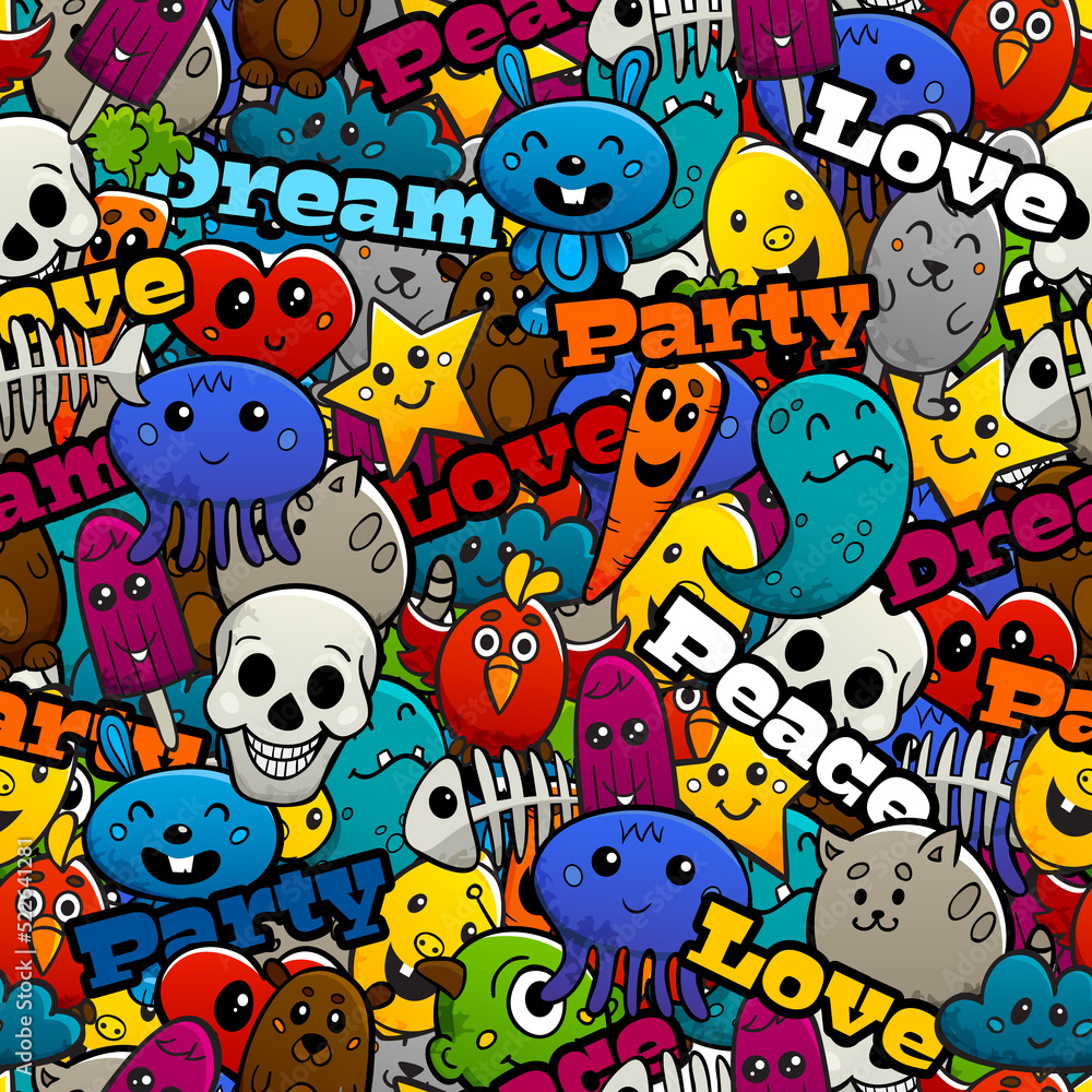 Graffiti Characters Seamless Pattern Graffiti Characters Seamless Pattern