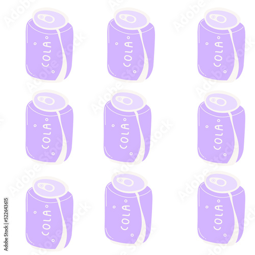 Cola tin cans pattern in purple color.