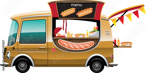 Cartoon food truck vehicle - Hot dog store