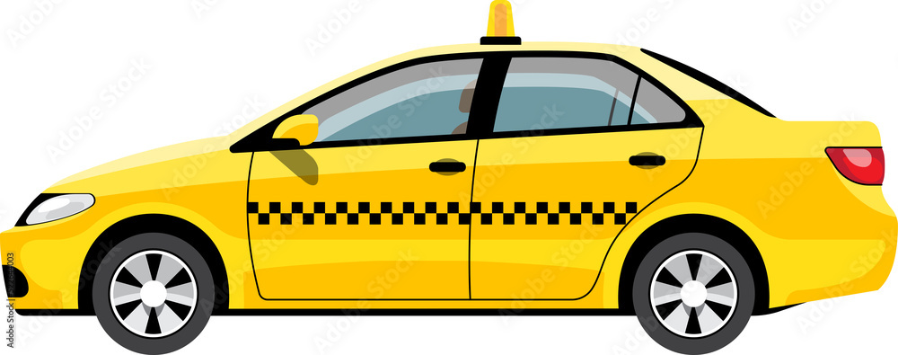 Cartoon taxi illustration - obrazy, fototapety, plakaty 