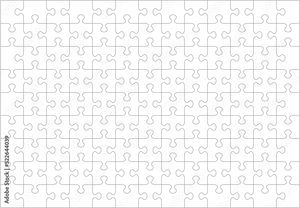 Jigsaw puzzle blank template or cutting guidelines of 117 transparent pieces. Classic style pieces are easy to separate (every piece is a single shape). 
 - obrazy, fototapety, plakaty 