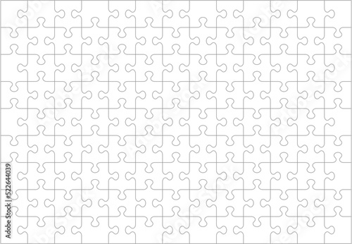 Jigsaw puzzle blank template or cutting guidelines of 117 transparent pieces. Classic style pieces are easy to separate (every piece is a single shape). 
