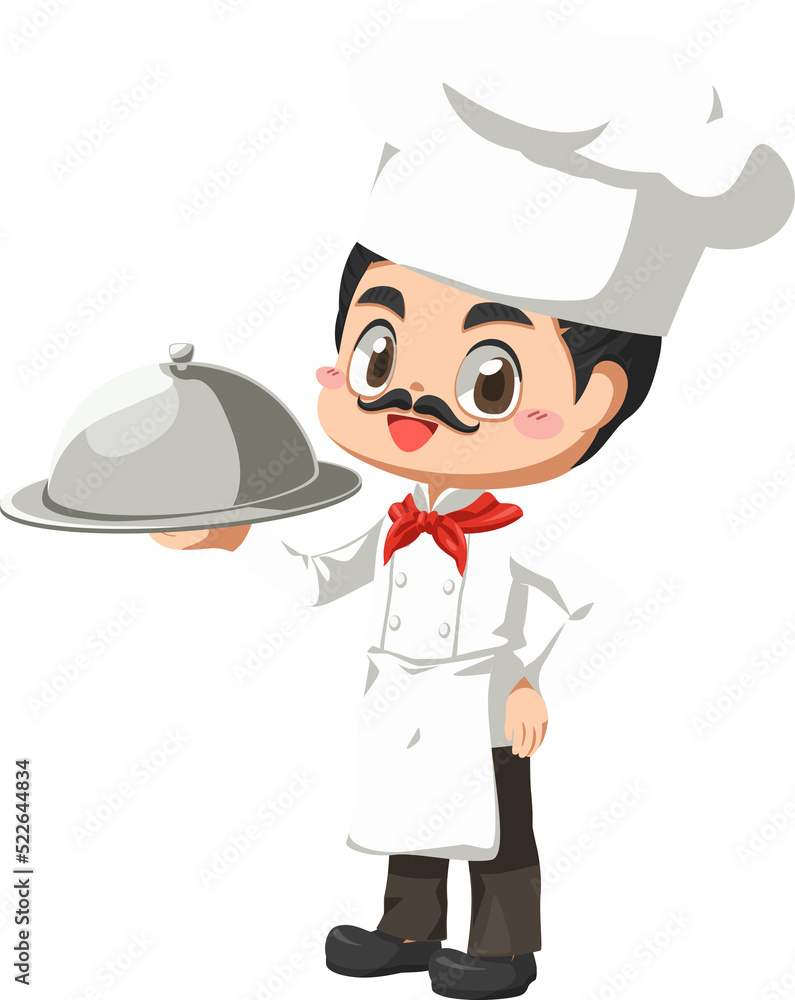 Chef man and kitchenwear in cartoon character Chef man and kitchenwear in cartoon character