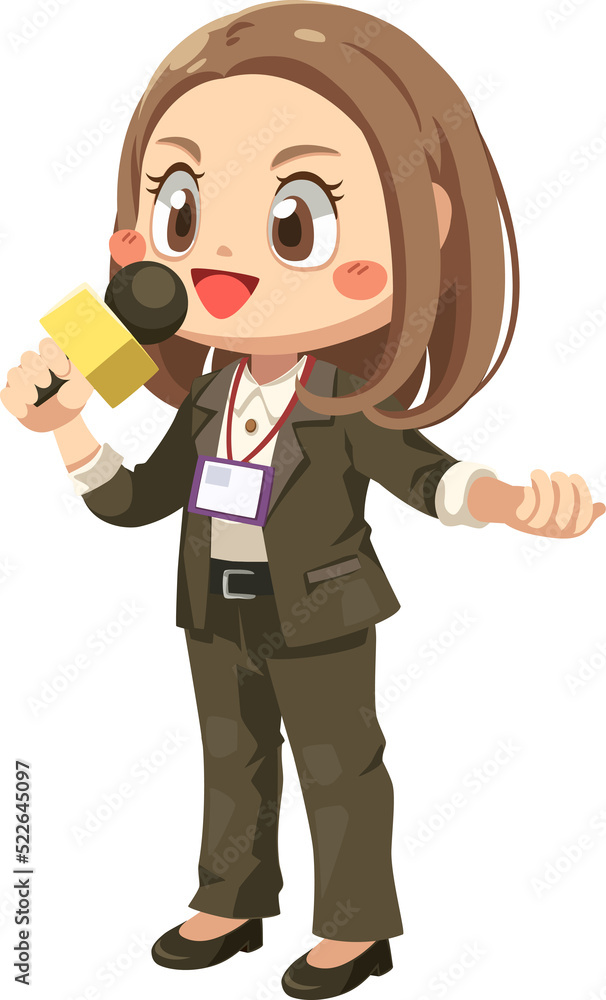 Female reporter holding a microphone to report the news Female reporter holding a microphone to report the news