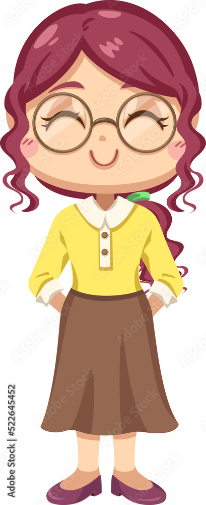 Female teacher in cartoon character