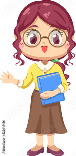 Female teacher in cartoon character